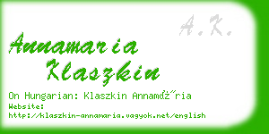 annamaria klaszkin business card